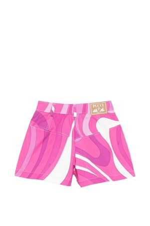 bermuda in cotone bianco e rosa EMILIO PUCCI KIDS | PY6B19G0199100FU